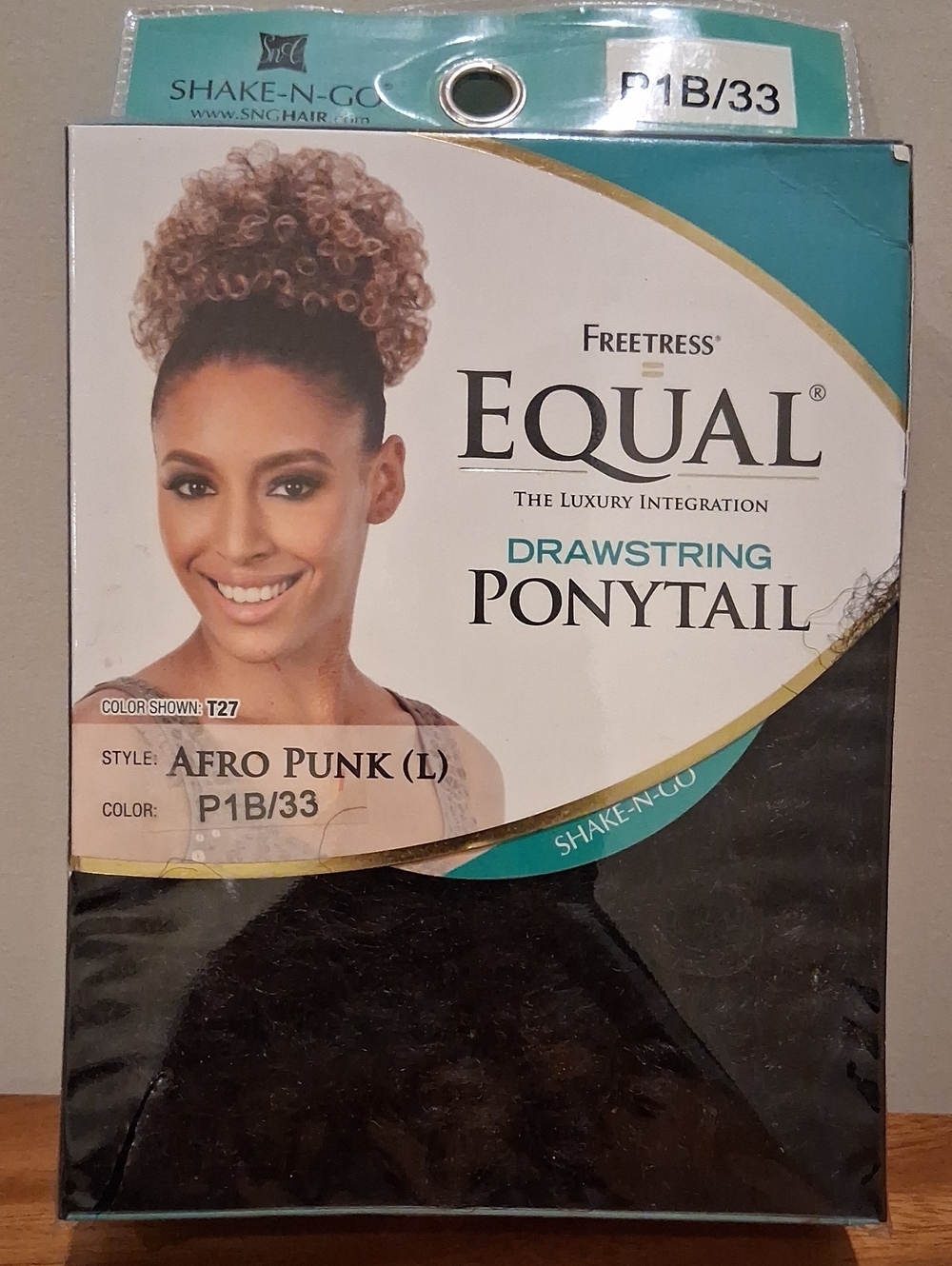 Equal Drawstring Ponytail - Afro Punk (P1B/33) - Black